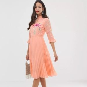 Asos embroidered chiffon dress